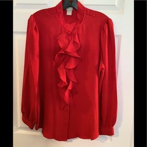 Chicos Ruffle  Front Blouse sz 1 (8-10) NWT